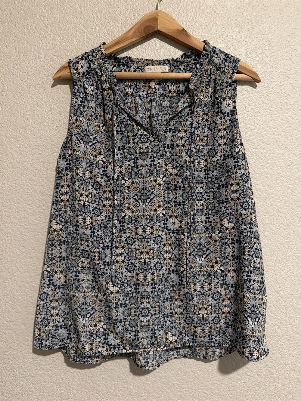 NEW Lila Rose Blouse Top Floral Feminine Ruffle Office Luxury Minimalist Sz L
